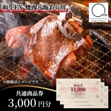 焼肉八坂あら川共通 商品券3000円分