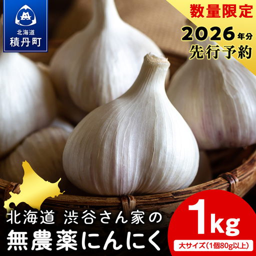 2026年分予約開始![数量限定]渋谷さん家の★大★「無農薬 にんにく1kg」