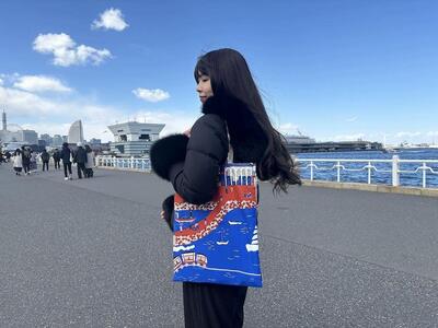 [横浜柄]横浜捺染で染色したトートバッグ