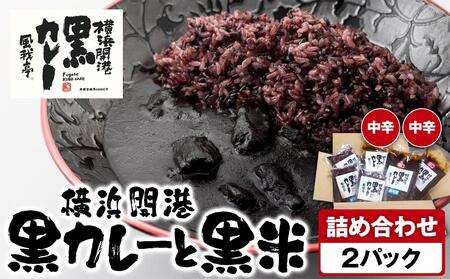 風我亭の横浜開港黒カレーと黒米の詰め合わせ 2パック[中辛2個]