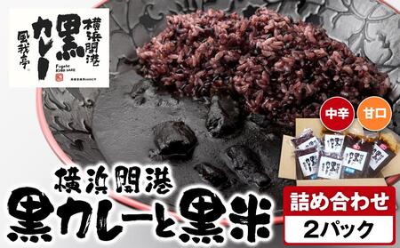 風我亭の横浜開港黒カレーと黒米の詰め合わせ 2パック[中辛1個、甘口1個]