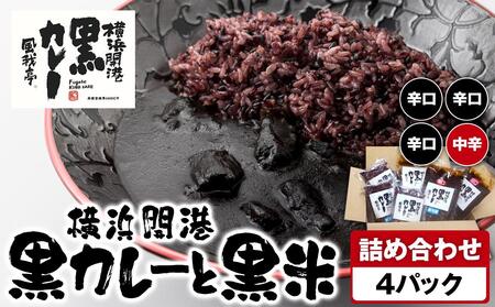 風我亭の横浜開港黒カレーと黒米の詰め合わせ　4パック【辛口3個、中辛1個】 AMK0003VC04