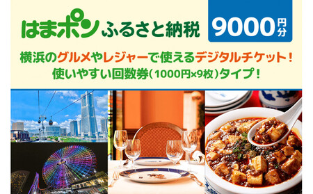 はまポンふるさと納税チケット9000円分(1000円×9枚)