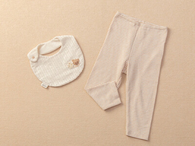 スタイ/手編みモチーフくま&ロングパンツ/ボーダー