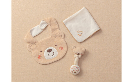 スタイ＆にぎにぎ＆ハンカチセット（くま）TAK108