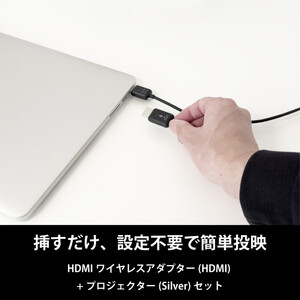 ベッドルームプロジェクターNX1 シルバー ワイヤレスアダプター(HDMI)セット
