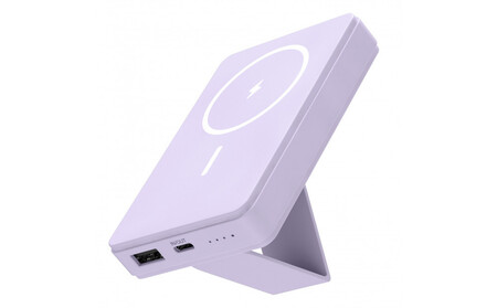 モバイルバッテリー 5000mAh MagSafe対応 ワイヤレス充電器[ラベンダー]