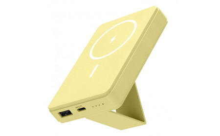 モバイルバッテリー 5000mAh MagSafe対応 ワイヤレス充電器[レモンイエロー]