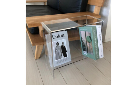 マガジンラック付きアクリルサイドテーブル 1台 川崎市自社工場一貫生産品