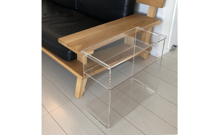 棚付きアクリルサイドテーブル　1台　川崎市自社工場一貫生産品