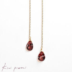 [天然石ジュエリー]ガーネット k10(10金)アメリカンピアス