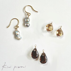 [天然石ジュエリー]選べる3Way k10(10金)着せ替えピアス