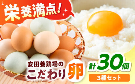 安田養鶏場の卵 3種セット しおさい アトムくん タフラン 30個入り(各10個入り) 横須賀市 産地直送 割れ保証付き たまご 黄身 濃厚 卵 玉子 タマゴ 鶏卵 [安田養鶏場][AKHN006]