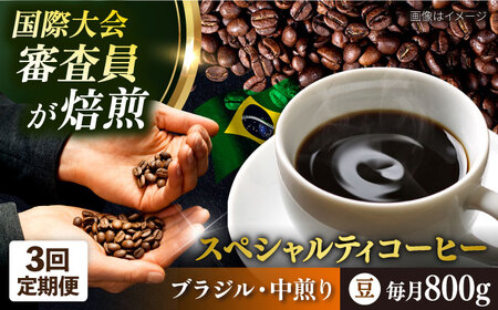 スペシャルティ コーヒー豆 自家焙煎 中煎り ブラジル 200g×4 定期便3ヶ月[サードウェーブ ギフト プレゼント お中元 お歳暮]