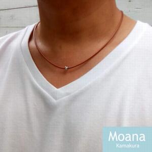 [メンズ]シルバー&牛革チョーカー Natural Brown