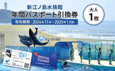 チケット 神奈川 [新江ノ島水族館]年間パスポート引換券(大人1枚) 有効期間2024年11月〜2025年1月末まで 水族館 パスポート 入場券 江ノ島 藤沢市 神奈川県 プレゼント ギフト