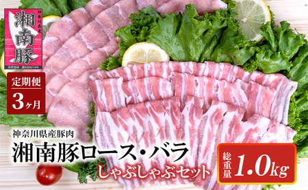 【3ヵ月定期便】湘南豚 ロース・バラしゃぶしゃぶ セット 1kg 3か月 定期便 豚肉 ロース 薄切り バラ しゃぶしゃぶ 冷凍 豚 ぶたにく ぶた肉 Pork 豚肉 ブランド豚 国産 神奈川県産 肉 ポーク  神奈川 湘南 藤沢 