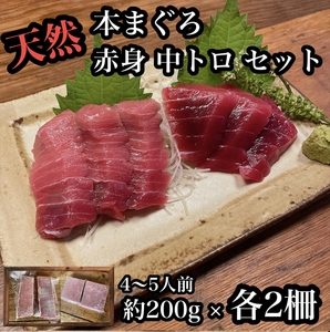 貴重な天然本鮪 赤身 約200g 中トロ 約200g 各2柵ずつ 4〜5人前●赤身はマグロの中心部天身を使用!中とろの脂はくどくない上質な脂![ 天身 惣菜 海鮮 お取り寄せ 御中元 お中元 お歳暮 父の日 母の日 贈り物 日本酒 焼酎][神奈川県小田原市早川]