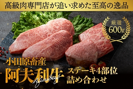 神奈川県産和牛 阿夫利牛のステーキ4部位詰め合わせ 600g[ 牛肉 和牛 神奈川県 小田原市 ]