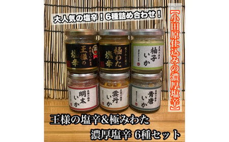 塩辛 瓶詰め 6種セット 各1本[焼きわた 明太子 ゆず 雲丹 青唐][極みわた][イカ 塩辛 珍味 おつまみ 惣菜 海鮮 いかの塩辛 珍味 お取り寄せ ギフト 御中元 お中元 お歳暮 父の日 母の日 贈り物 日本酒 焼酎][神奈川県小田原市早川]