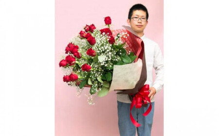 赤バラの花束 21本「あなただけに尽くします」[記念日に届くお花 21本 世界らん展 フラワードリームジャパンカップ 国内主要コンテスト受賞 贈り物 メッセージフラワー 神奈川県 小田原市 バラ バラ]