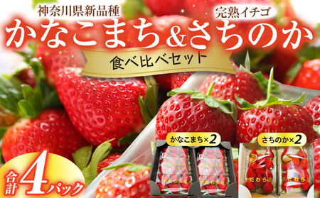 神奈川県新品種「かなこまち&さちのか」食べ比べセット 完熟イチゴ 苺 4パック入り