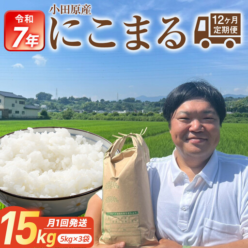 【期間限定・数量限定！】令和7年産　毎月お届け　定期便　富水米　精米　15kg×12か月　にこまる