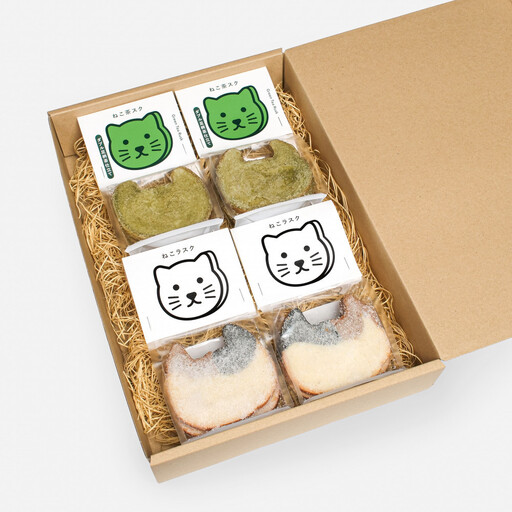 ねこラスク2袋&ねこ茶スク2袋セット(1袋3枚入り)|ふくしのおかし|保護猫活動支援|小田原市
