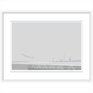 [灰色の温かい風景]直筆サイン入り 額付きジークレープリント 小田原にある景色 心象風景 片田舎の風景 子供の頃に見た風景 海 空 山