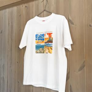 湘南・茅ヶ崎で描く、海を感じるイラストアート 『湘南ランドスケープ:Tシャツ』 風景 犬 猫 景色 デザイン ビーチ 海辺 サザンC Lサイズ