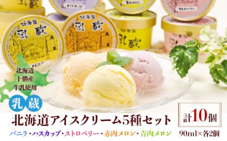 乳蔵北海道アイスクリーム5種セット(計10個)(110130)_菓子・スイーツ アイス・ジェラート  _【配送不可地域：離島】【1206078】