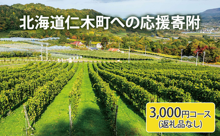 北海道仁木町 寄附のみの応援受付 3,000円コース（返礼品なし 寄附のみ 3000円） 寄付 支援 応援 北海道 仁木町 [仁木町役場]