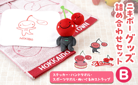 [ニキボー]グッズ詰め合わせセットB(ステッカー・ハンドタオル・スポーツタオル・ぬいぐるみストラップ)[ 仁木町 ご当地 ゆるキャラ タオル 雑貨 小物 日用品 ][仁木町観光協会]
