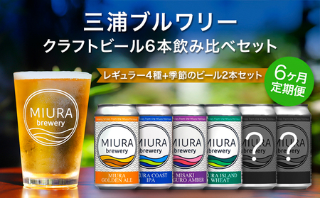 【 全6回定期便 】【 三浦ブルワリー 】 クラフトビール 定番4本 と 季節のビール 2本飲み比べセット M110-T05 定期便 アルコール ビール