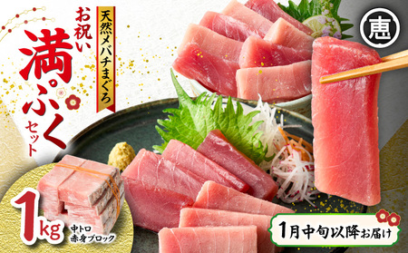 [ 1月中旬 以降お届け ]天然 目鉢まぐろ お祝い満ぷく セット 中トロ 赤身 1kg ブロック 迎春 三崎まぐろ 三崎恵水産 M020-020-5-11 マグロ 鮪 本まぐろ 本マグロ 本鮪 魚 お魚 魚類 魚介類 贅沢 ご褒美 ご馳走 美味しい 縁起物ご挨拶 贈り物 お刺身 手巻き寿司 寿司 寿司 和え物 おせち料理 おせち ふるさと納税 神奈川県 三浦市 おすすめ ランキング プレゼント ギフト