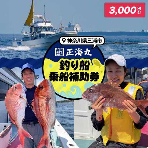 神奈川県三浦市 剣崎・松輪 正海丸 釣り船 乗船補助券 3,000円分 M140-001-01 チケット 体験