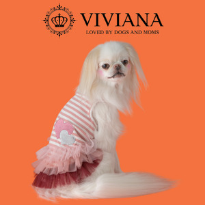 ドッグウェア「VIVIANA」ハートチュールワンピース(Pink)