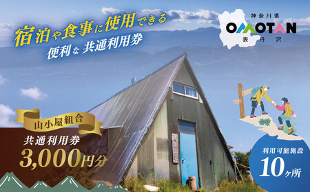 丹沢山小屋組合の利用券3,000円分|宿泊券 利用券 秦野市 表丹沢 アウトドア キャンプ 登山 百名山 関東の山 体験 神奈川 野外 バーベキュー カフェ 旅行 山あるき トレッキング 商品券
