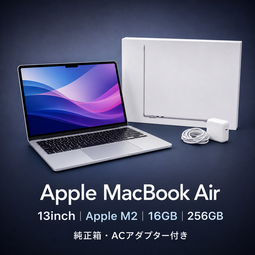 [厳選整備済|法人リースアップ品]MacBook Air 13インチ M2 / 16GB / 256GB SSD|★美品・動作確認済|★化粧箱付き[現品限り]| 357-02