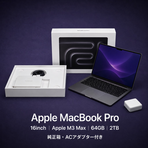 [厳選整備済|法人リースアップ品]MacBook Pro 16インチ M3 Max / 64GB / 2TB SSD|★外装美品・動作確認済|★化粧箱付き[現品限り]| 1517-01