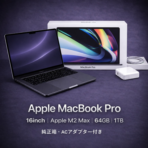 [整備済|法人リースアップ品]MacBook Pro 16インチ M2 Max / 64GB / 1TB|良好コンディション・動作確認済|★化粧箱付き[現品限り] 1211-01