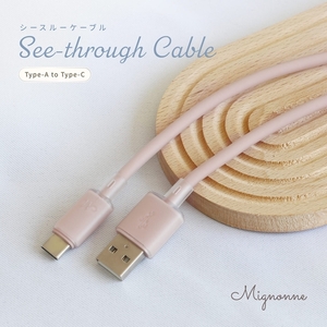 Owltech シースルー素材採用 耐屈曲5万回 急速充電3A/データ転送 USB Type-A to USB Type-C シリコンケーブル Mignonne(ミニョン) OWL-CBS1MINAC12-PK ローズピンク [ ガジェット 海老名市 ]