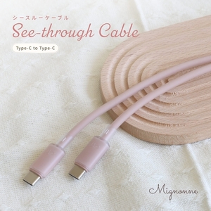Owltech シースルー素材採用 耐屈曲5万回 PD60W充電/データ転送 USB Type-C to USB Type-C シリコンケーブル Mignonne(ミニョン) OWL-CBS1MINCC12-PK ローズピンク [ ガジェット 海老名市 ]