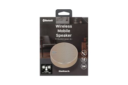 ワイヤレスステレオモード対応 アルミニウム製 Bluetoothワイヤレススピーカー「Alu3」 シャンパンゴールド OWL-BTSP03S