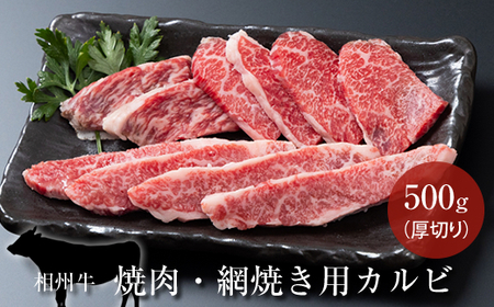 相州牛 焼肉・網焼き用カルビ 500g(厚切り)