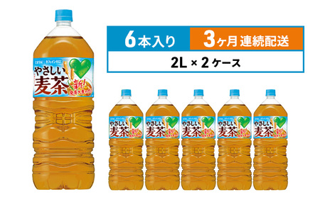 麦茶 定期便 3ヶ月 GREEN DA・KA・RA やさしい麦茶 2L × 12本(2ケース) サントリー ペットボトル 茶 お茶 飲料 飲み物 ドリンク 備蓄 常温 常温保存 カフェイン ゼロ カロリーゼロ 赤ちゃん 熱中症 熱中症対策 アレルギー DAKARA 定期 3回