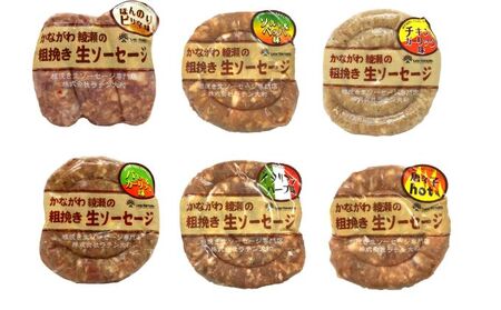 ソーセージ かながわ綾瀬 粗挽き 生ソーセージ 6種 セット 肉 お肉 豚肉 加工品 惣菜 おかず 詰め合わせ 冷凍 アウトドア バーベキュー キャンプ BBQ お酒のつまみ ウィンナー ウインナー