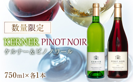 ケルナー2023年&ピノノワール2023年 750ml× 各1本 セット ギフト[数量限定]赤ワイン 白ワイン 辛口 北海道産