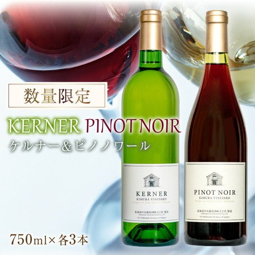 ケルナー2024年＆ピノノワール2024年 750ml× 各1本 セット ギフト【数量限定】赤ワイン 白ワイン 辛口 北海道産_Y061-0010
