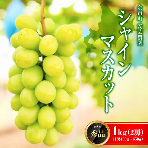 [先行予約:2026年9月上旬以降発送]北海道産シャインマスカット 1kg[秀品2房]